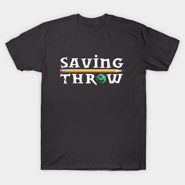 Classic Saving Throw Logo - White T-Shirt by Saving Throw Loot